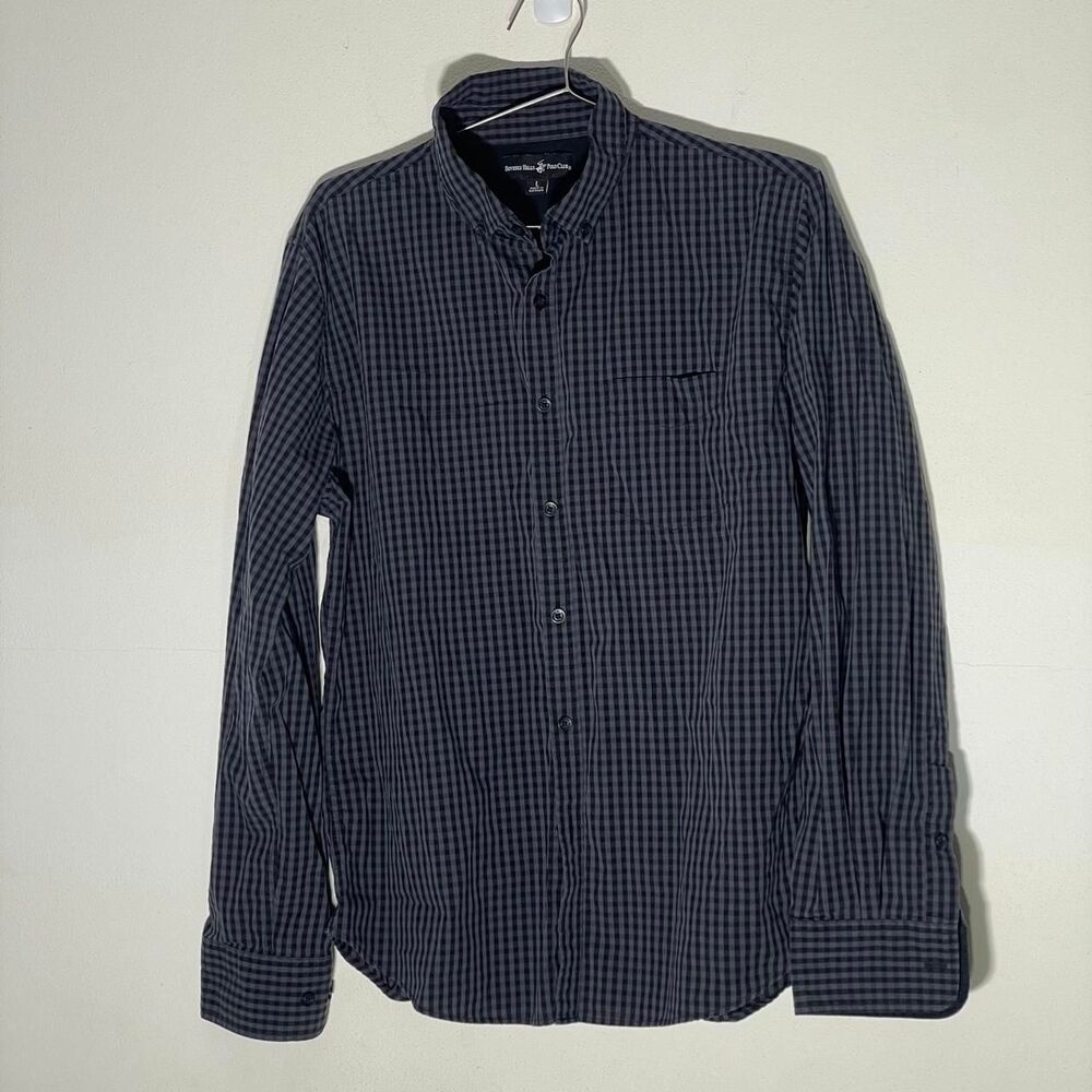Beverly Hills Polo Club Men's Navy and Blue Shirt